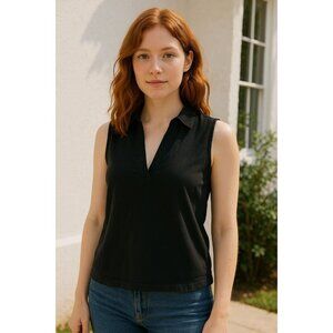 Blanco Nature Med Peruvian Cotton Lightweight Top Sleeveless Shirt Eyelet V-Neck